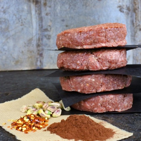 Black Angus burger - pistache/cacao/chili
