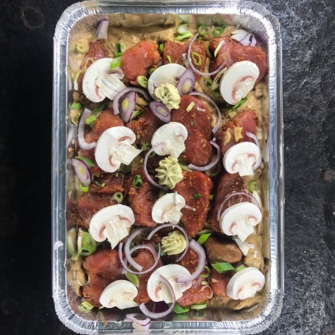 Ovenslee varkenshaas in paddenstoelenroomsaus