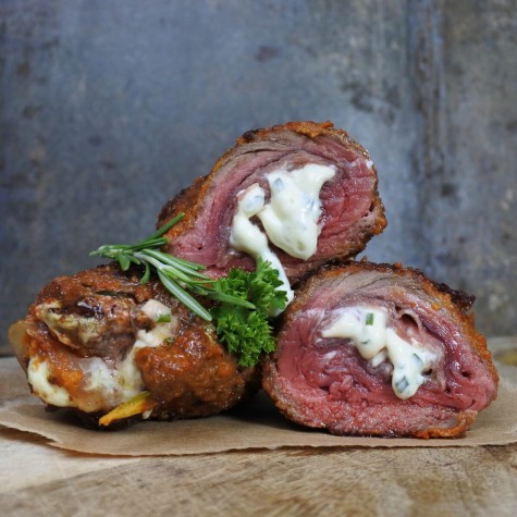 Cordon Bleu Blonde d'Aquitaine met roomkaas, bieslook & parmaham