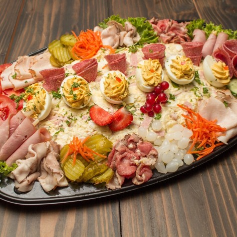 Scharrelei salade op schaal