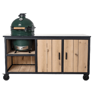 Fraaii Stalen Tafel Eiken Inferno + Graniet Werkblad