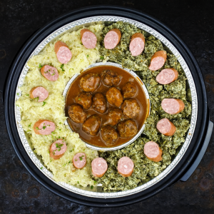 Hutspot + boerenkool + rookworst + gehaktballetjes