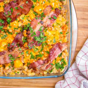 Mac and cheese met kipdijfilet