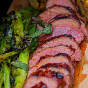 Diamanthaas met miso-gochujang glaze 