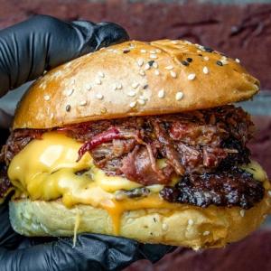 Pulled beef loaded smashburger