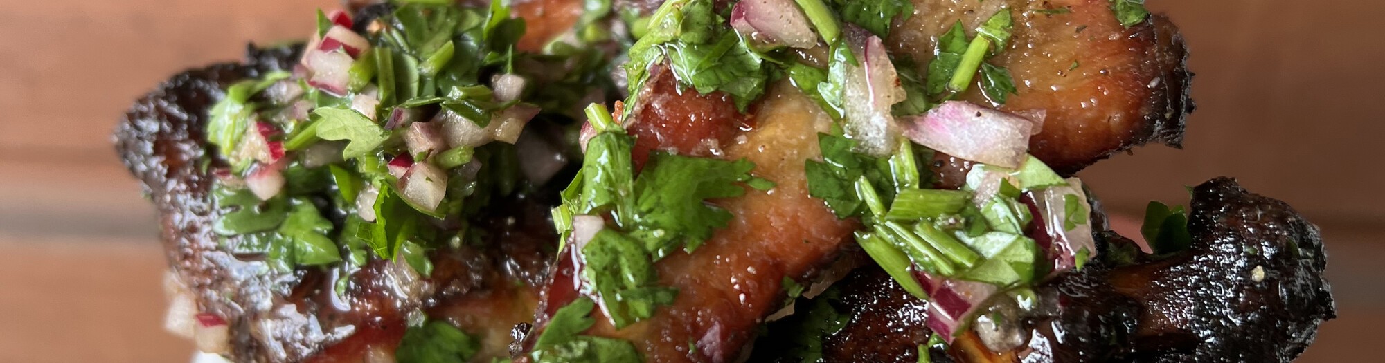 Deep fried babyback ribs with chimmichurri